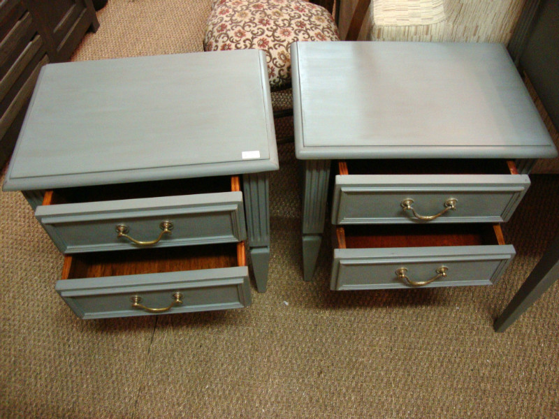 Pair of Louis XVI style painted bedside cabinets