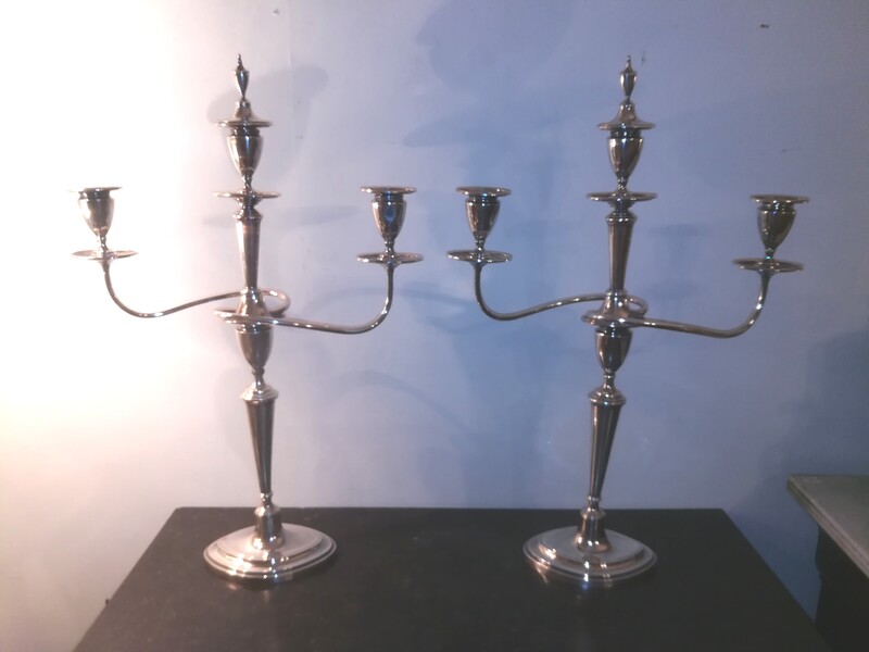 Pair of silver plated candelabras