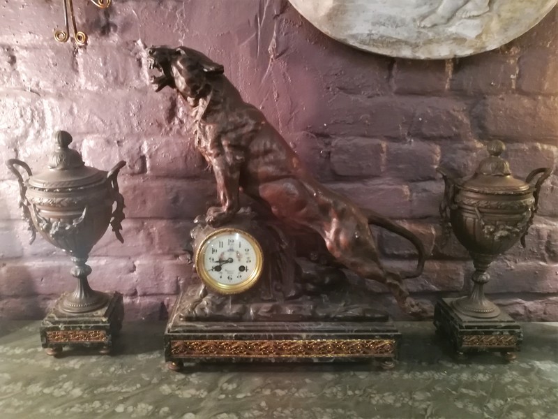 Spelter and marble pendulum and fittings