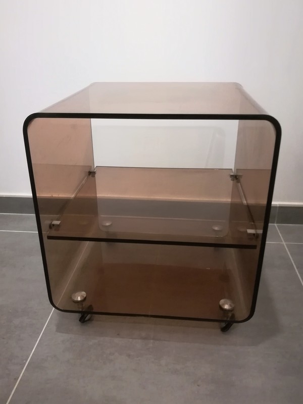 Smocked plexiglass with casters Michel Dumas coffee table
