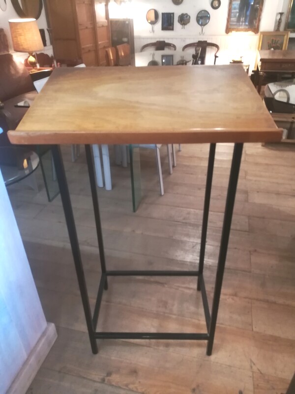 Wood varnished and black metal conference writing desk