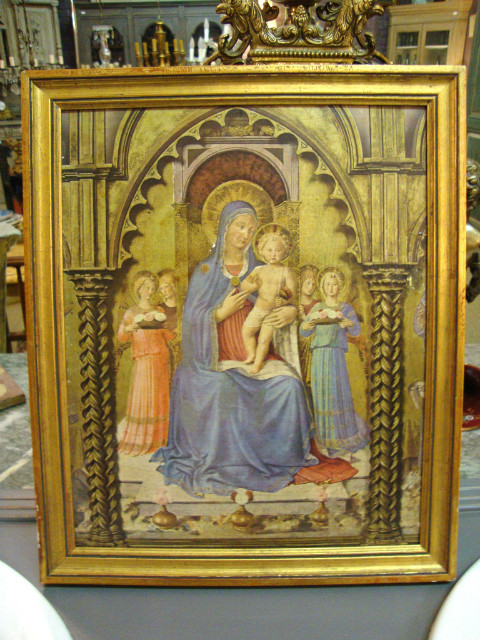 Religious polychome small wood print