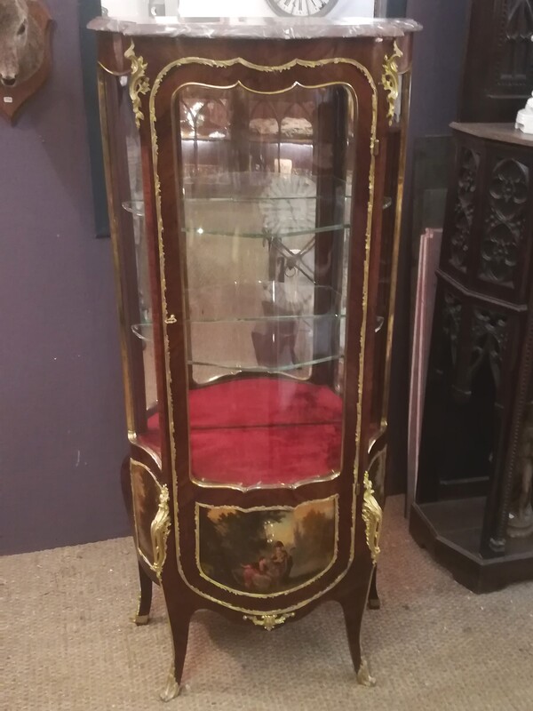 Rosewood and Martin varnish curved display cabinet 