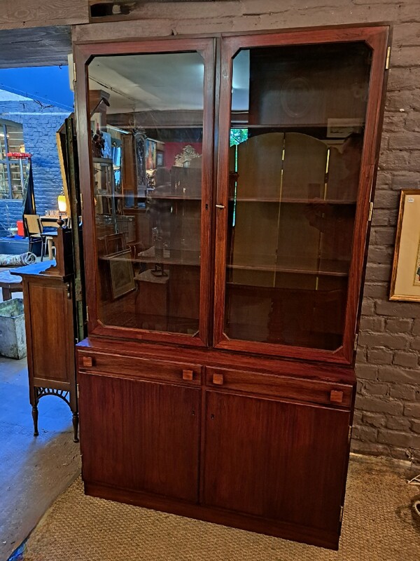 Rosewood scandinavian O. Bank Larsen glass bookcase