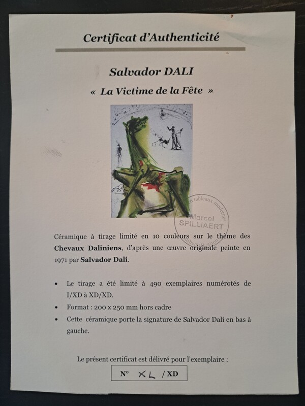 Salvador Dali ceramic print, framed, signed and numbered