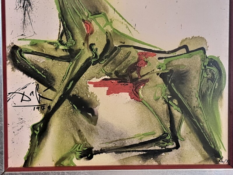 Salvador Dali ceramic print, framed, signed and numbered