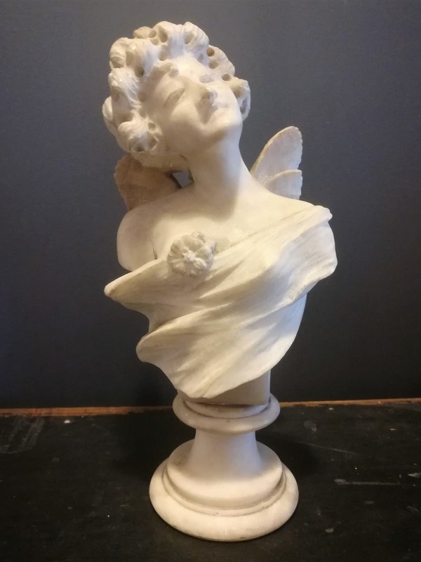 Sculpted marble psyche bust