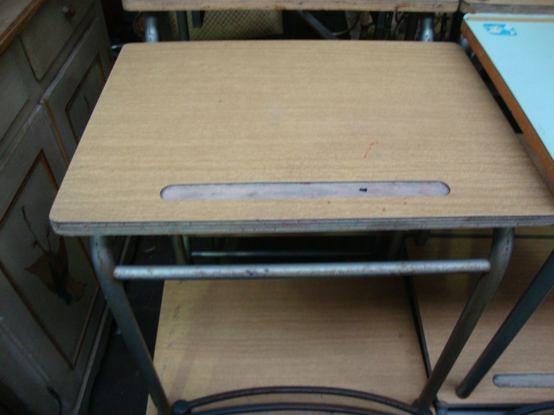 Set of 17 school chairs and 10 small desks