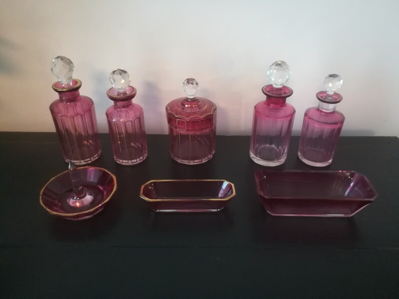 Set of pink cristal vials