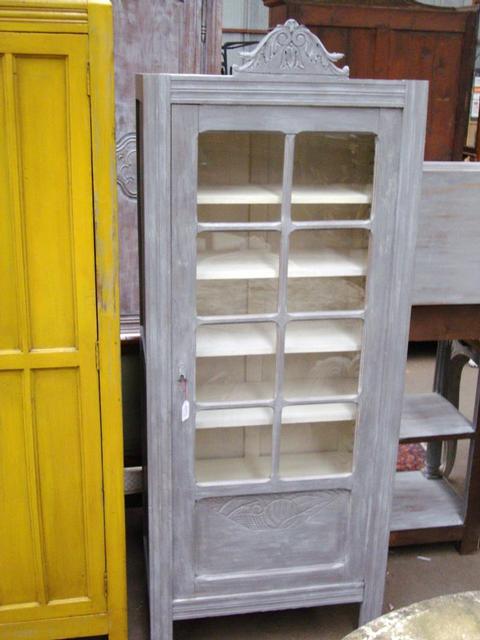 Small art deco painted display cabinet