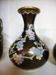 Small cooper chinese vase enamel flowers deco