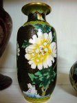 Small cooper chinese vase enamel flowers deco