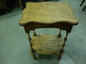 Small walnut carved and marqueterie table