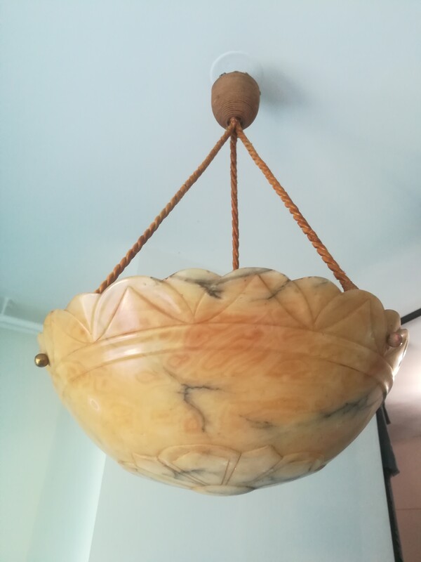 Art déco alabaster hanging lamp 