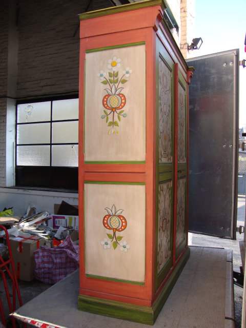 Swiss style painted pine wardrobe