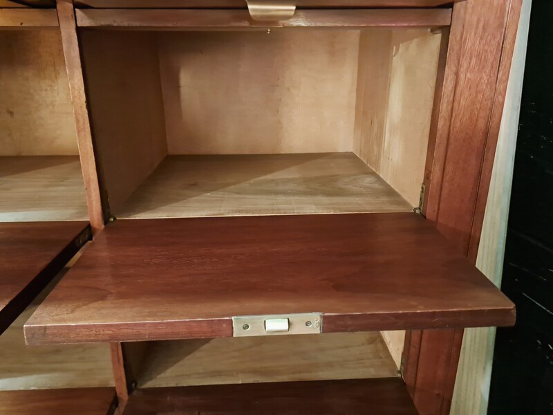  Two-piece mahogany notary's cabinet with hinged doors