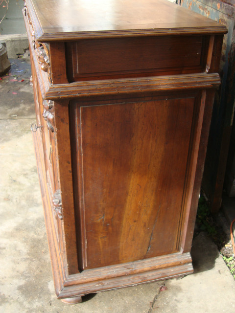 Walnut gothic style dresser angelots sculpted