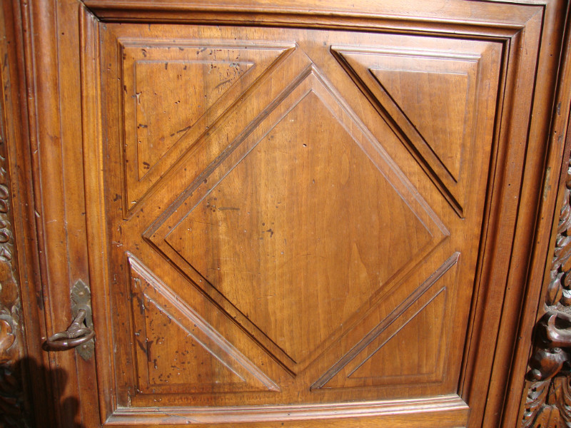 Walnut gothic style dresser angelots sculpted