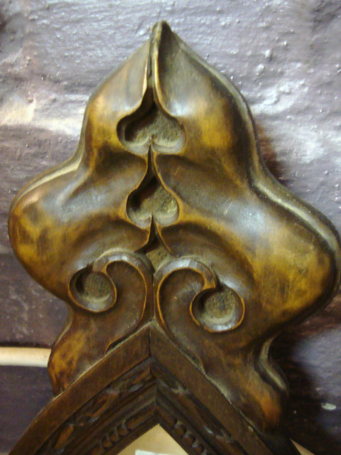 Walnut narrow gothic style mirror