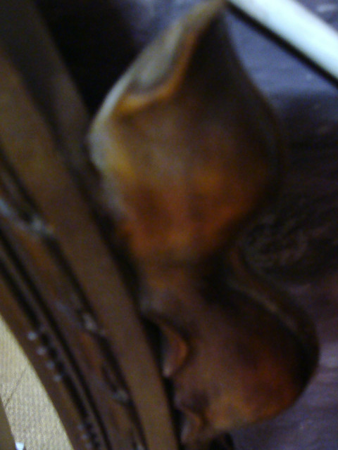 Walnut narrow gothic style mirror