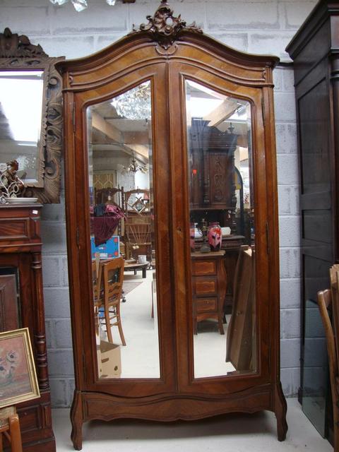 Walnut veneer Louis XV style armoire